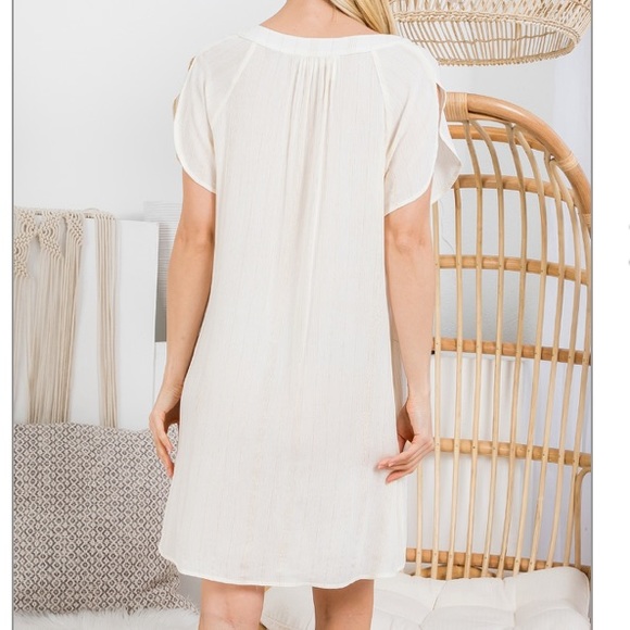 Cream flowing mini dress for summer NEW! Cute 😍 - Picture 8 of 15